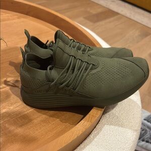 Lane Eight Green Knit Sneakers with Sock-Like Fit